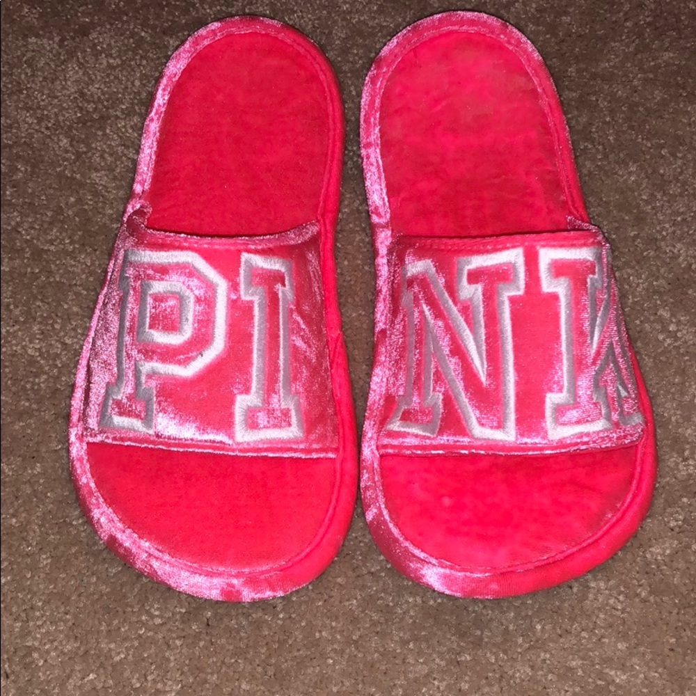 PINK Velvet Slippers NWOT